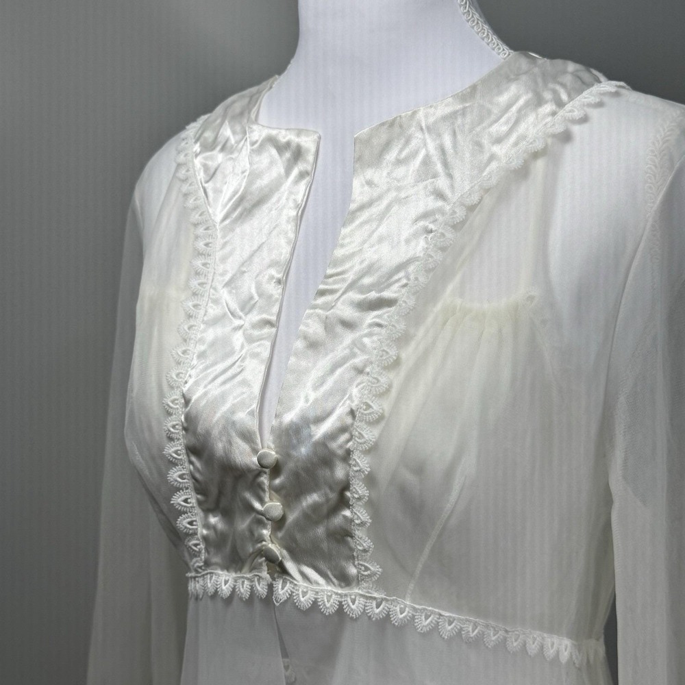 Vintage I Do Union Made Peignoir Set Ivory Robe Nightgown Bridal Lingerie M - Picture 3 of 15